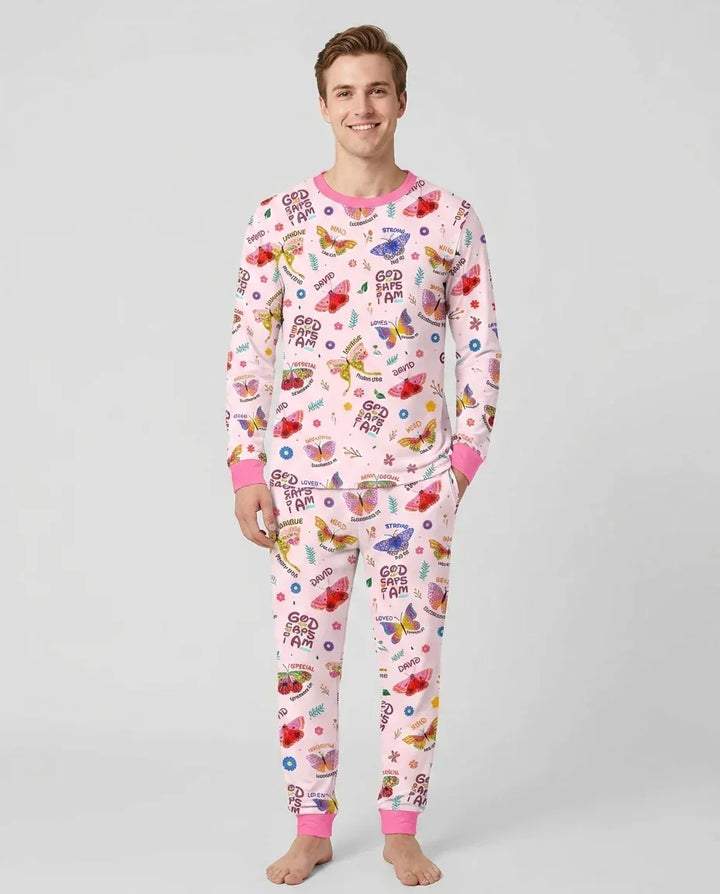 Custom Name God says I am Butterfly Bamboo Men's Pajama Set