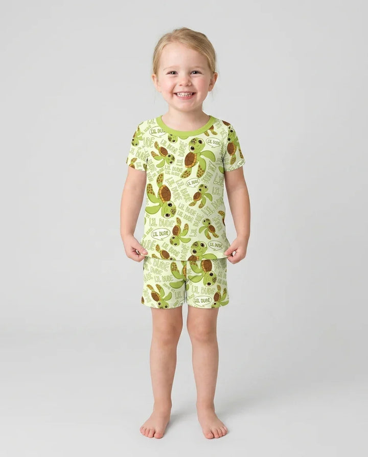 Father and Son Turtle Bamboo Two Piece Short Sleeve Shorts Pajama Set