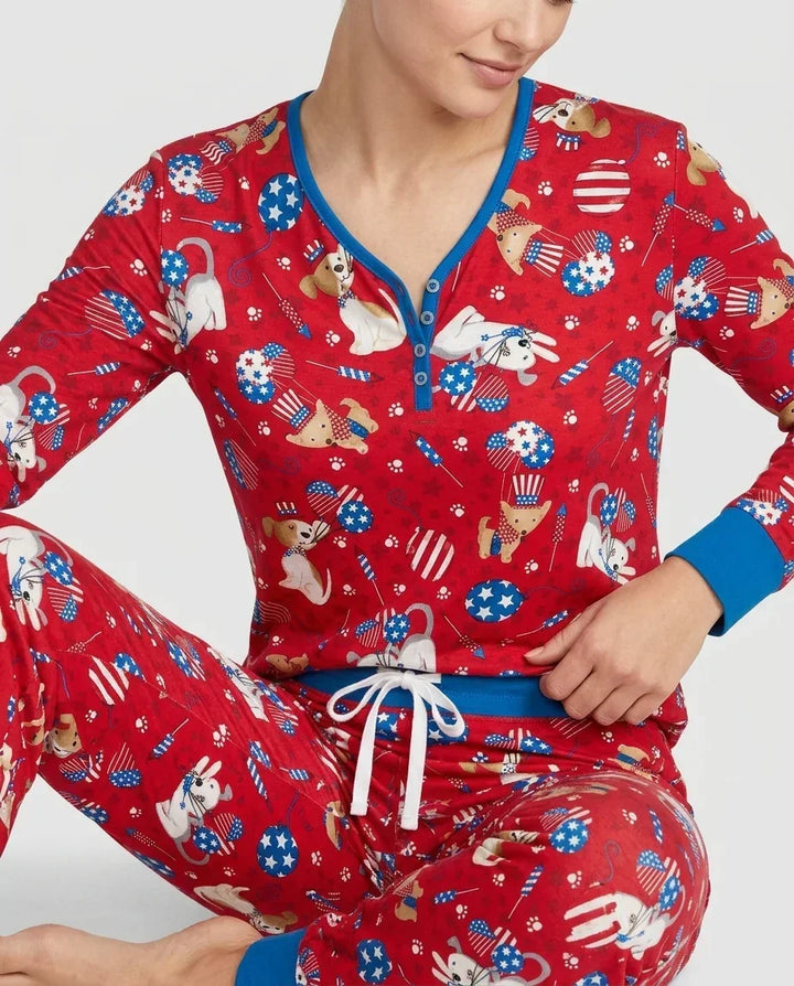 Red, White & Woof Family Matching Bamboo Women Pajama Set
