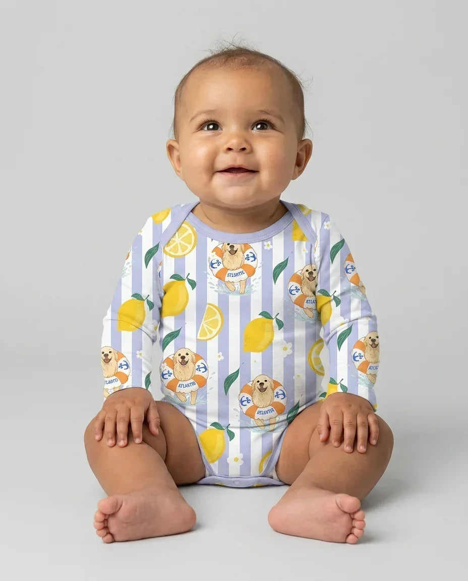 Custom Image Summer Lemon Bamboo Bodysuit