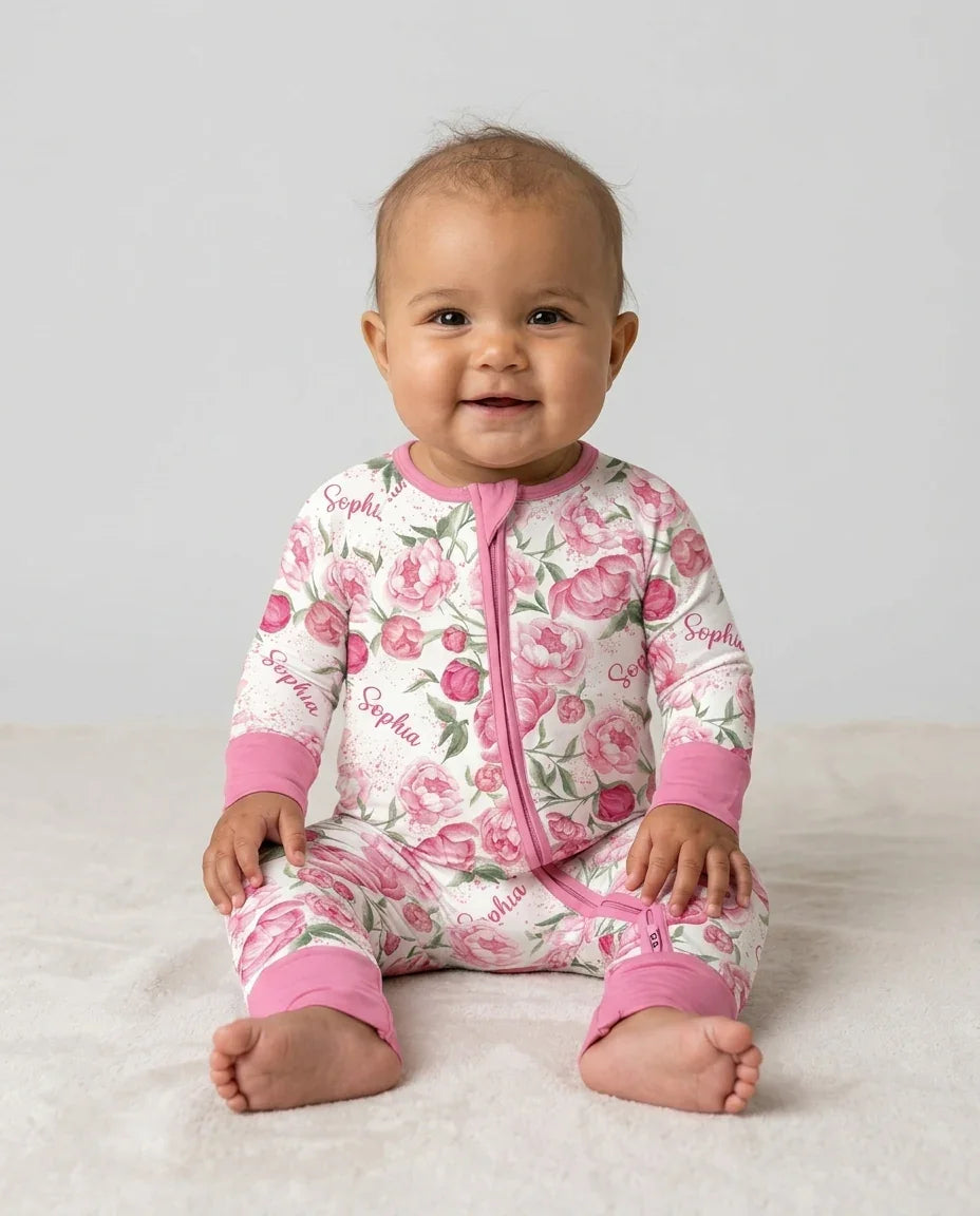 Custom Name Birth Month Flowers Bamboo Convertible Zippy