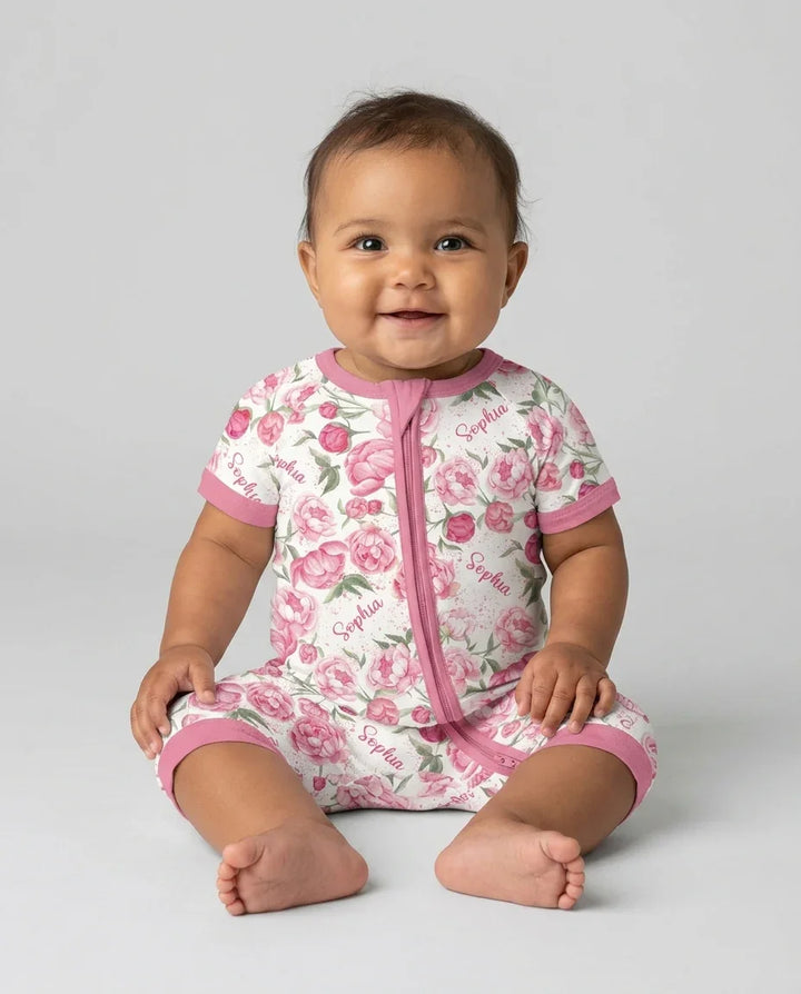 Custom Name Birth Month Flowers Bamboo Shorty Zippy
