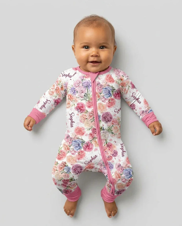 Custom Name Birth Month Flowers Bamboo Convertible Zippy