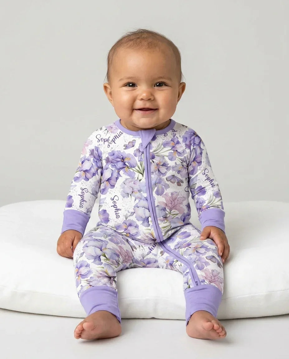Custom Name Birth Month Flowers Bamboo Convertible Zippy