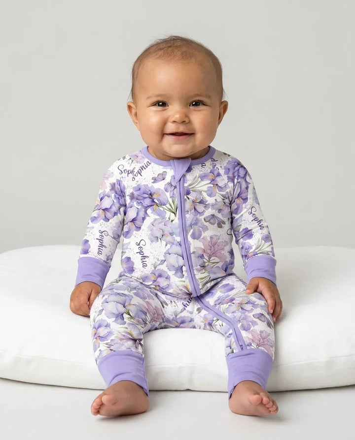 Custom Name Birth Month Flowers Bamboo Convertible Zippy