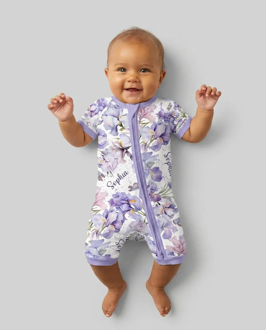 Custom Name Birth Month Flowers Bamboo Shorty Zippy