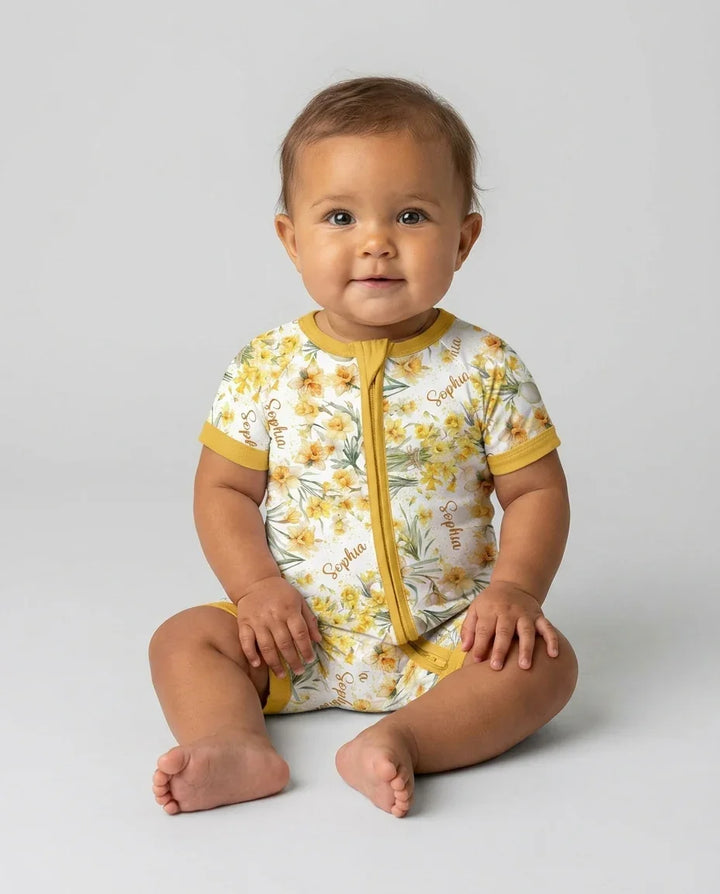 Custom Name Birth Month Flowers Bamboo Shorty Zippy