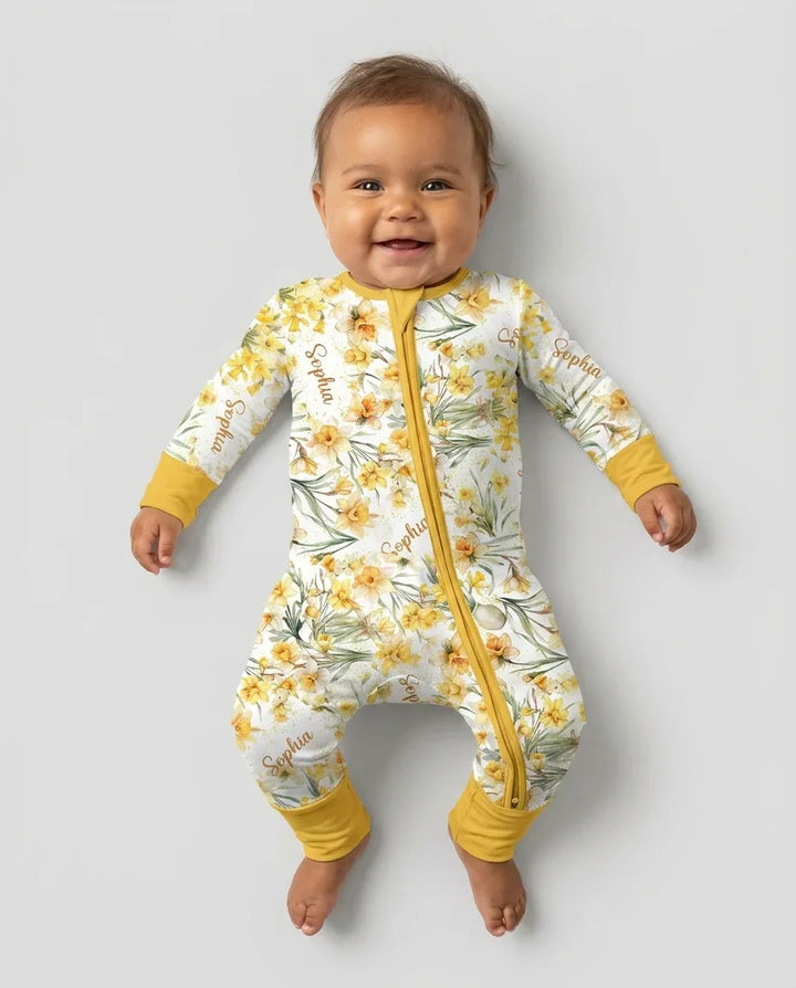 Custom Name Birth Month Flowers Bamboo Convertible Zippy