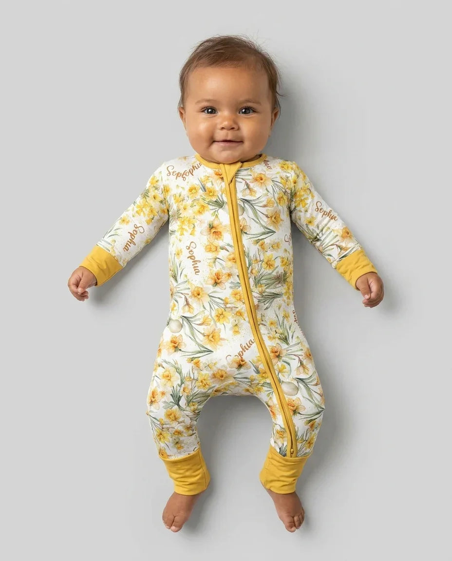 Custom Name Birth Month Flowers Bamboo Convertible Zippy