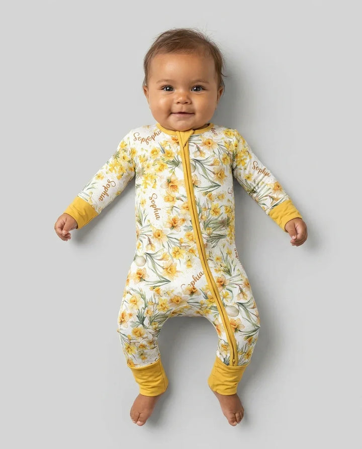 Custom Name Birth Month Flowers Bamboo Convertible Zippy