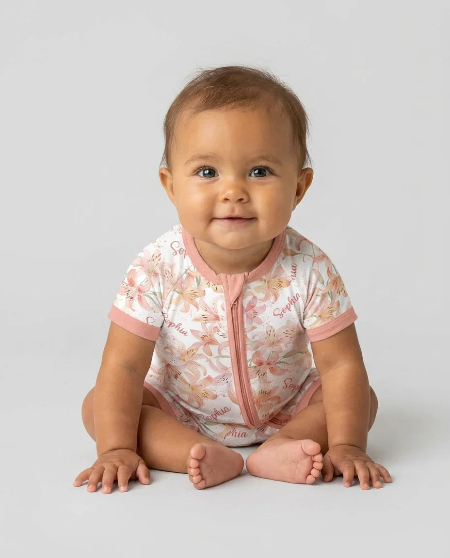 Custom Name Birth Month Flowers Bamboo Shorty Zippy