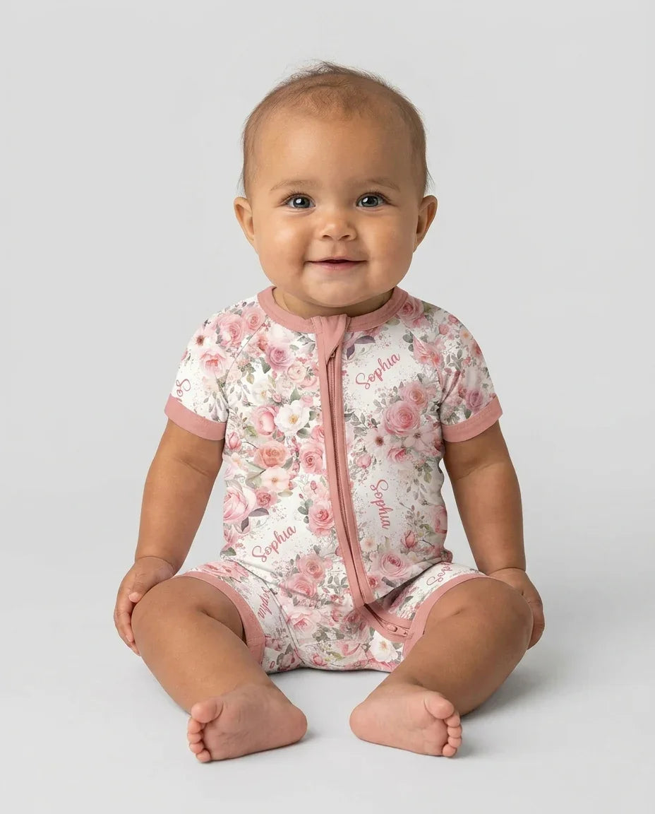 Custom Name Birth Month Flowers Bamboo Shorty Zippy