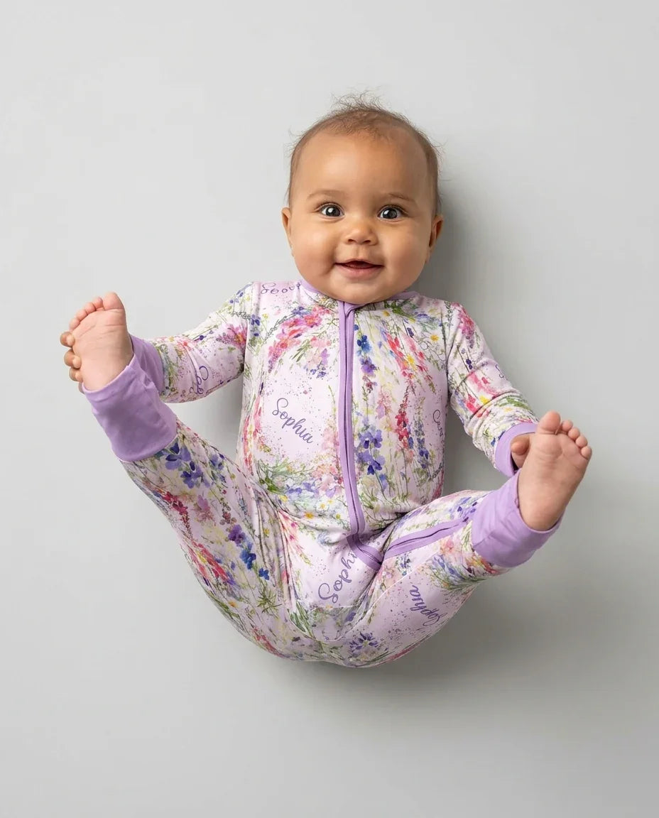 Custom Name Birth Month Flowers Bamboo Convertible Zippy