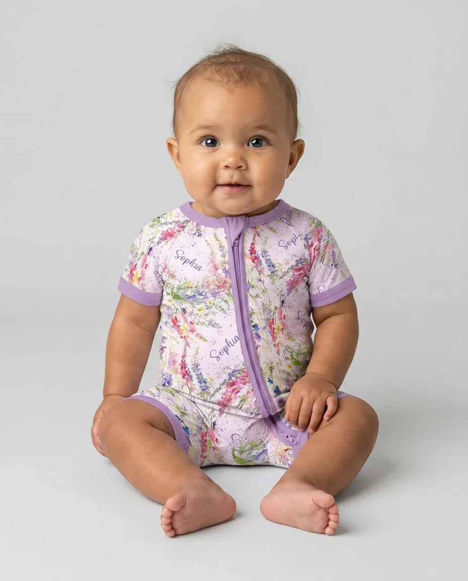 Custom Name Birth Month Flowers Bamboo Shorty Zippy