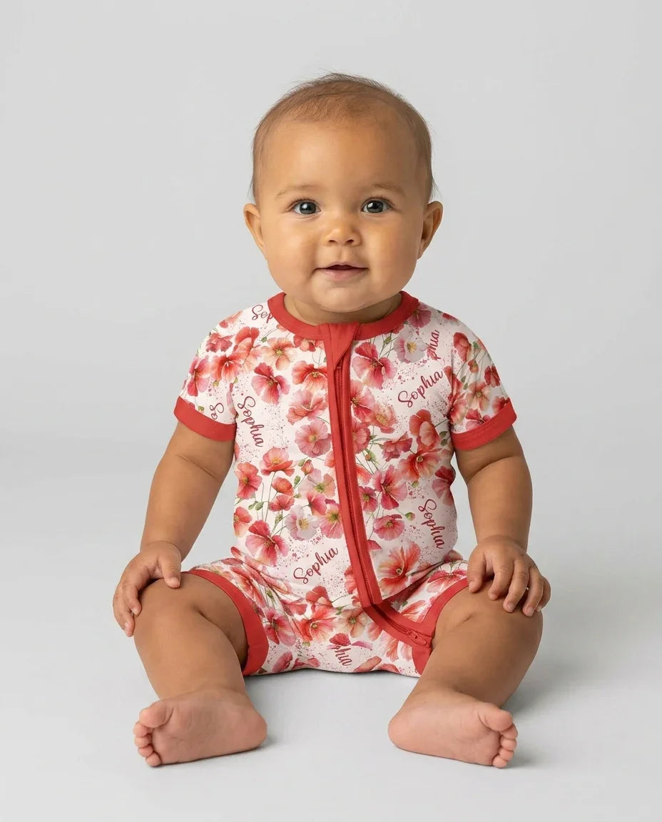 Custom Name Birth Month Flowers Bamboo Shorty Zippy