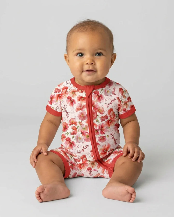 Custom Name Birth Month Flowers Bamboo Shorty Zippy