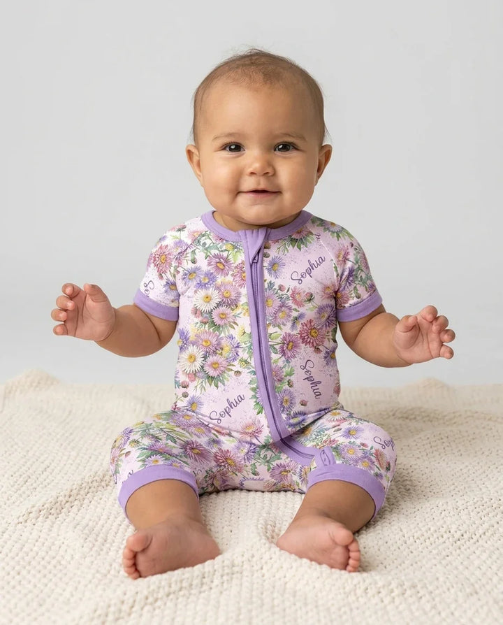 Custom Name Birth Month Flowers Bamboo Shorty Zippy