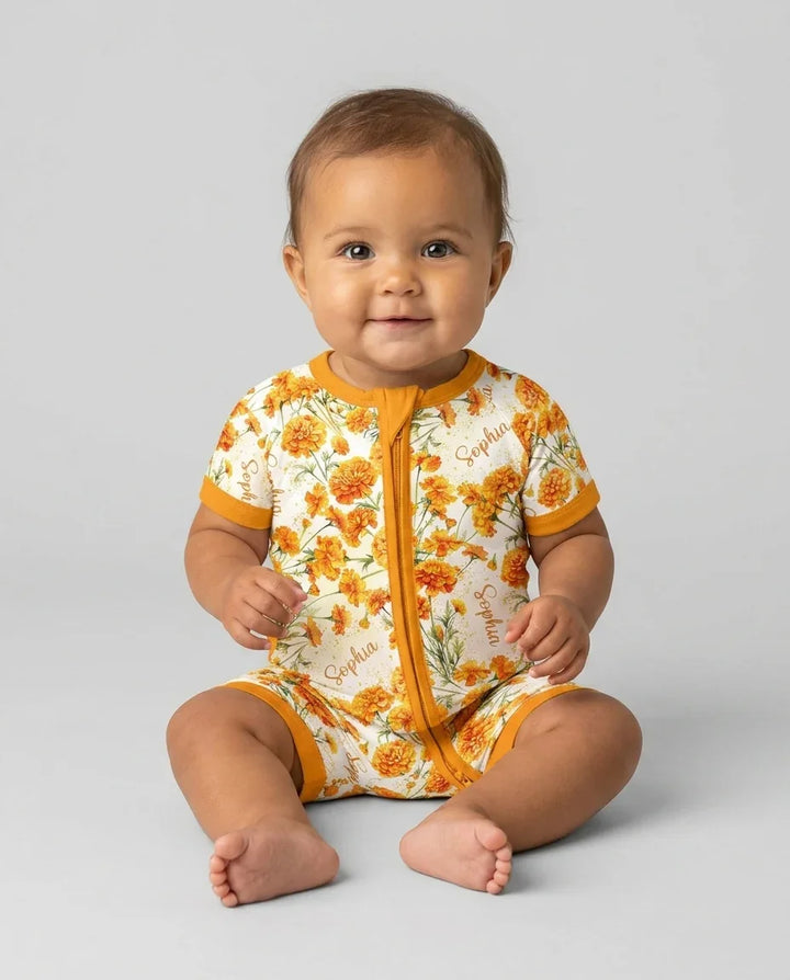 Custom Name Birth Month Flowers Bamboo Shorty Zippy