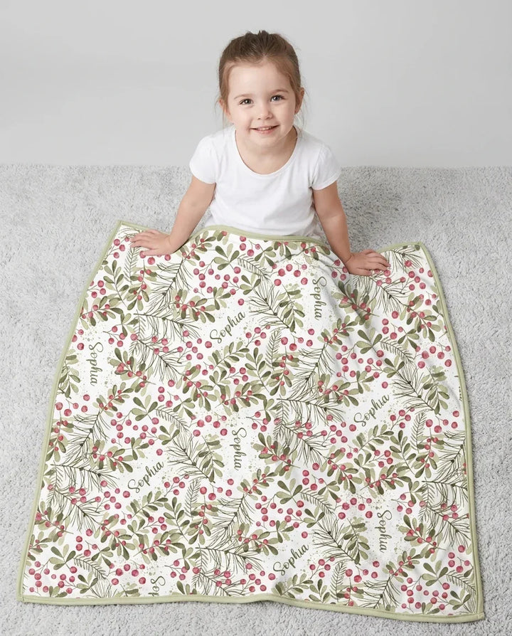 Custom Name Birth Month Flowers Bamboo Blanket