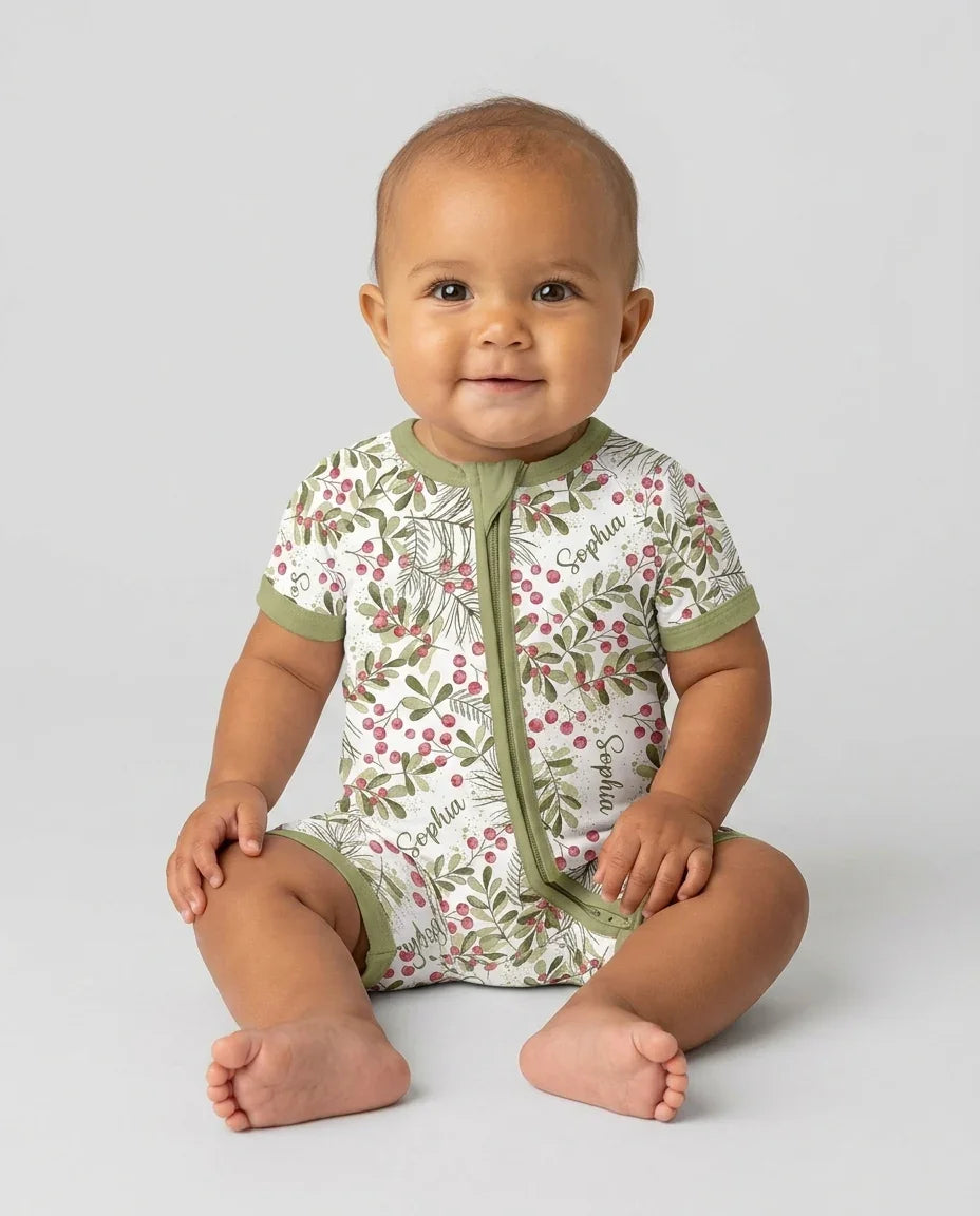 Custom Name Birth Month Flowers Bamboo Shorty Zippy