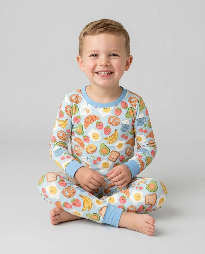 Breakfast Buddies Family Matching Bamboo Two Piece Long Sleeve Pajama Set