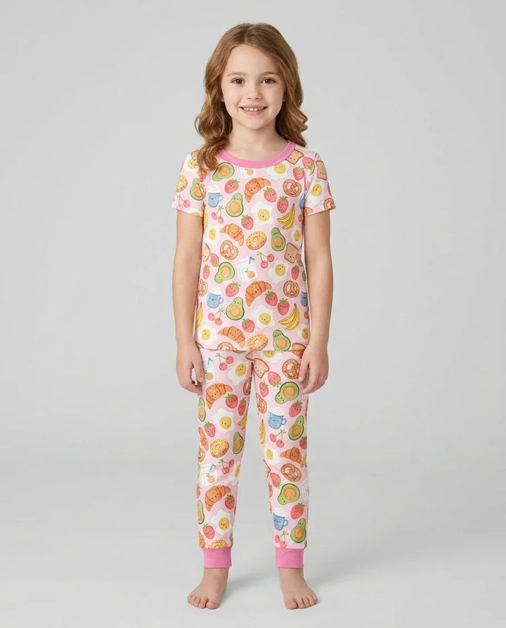 Breakfast Buddies Family Matching Bamboo Two Piece Short Sleeve Pajama Set