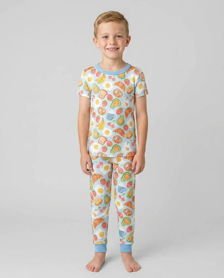 Breakfast Buddies Family Matching Bamboo Two Piece Short Sleeve Pajama Set