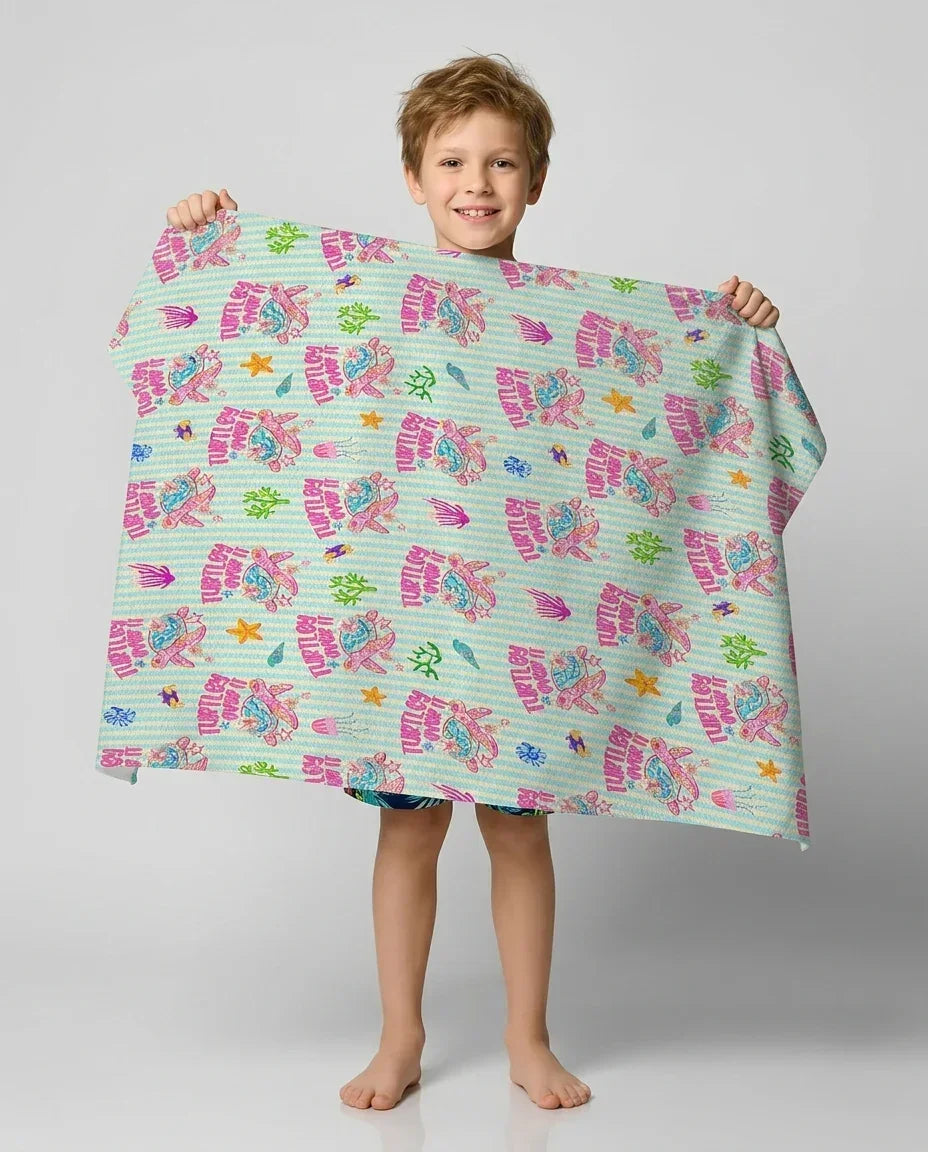 Turtley Over It Family Matching Bamboo Beach Towel