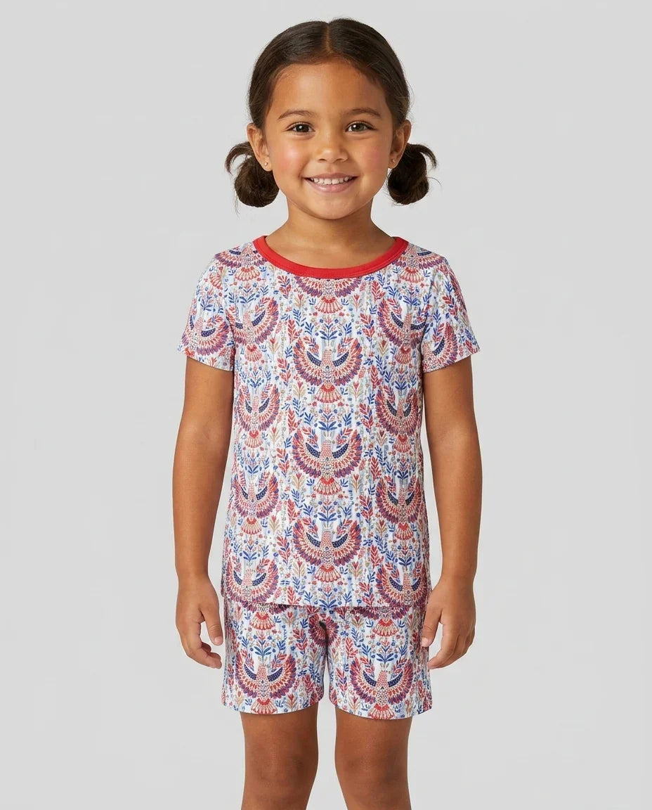 Patriotic Eagle Bamboo Two Piece Short Sleeve Shorts Pajama Set