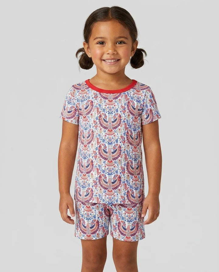 Patriotic Eagle Bamboo Two Piece Short Sleeve Shorts Pajama Set
