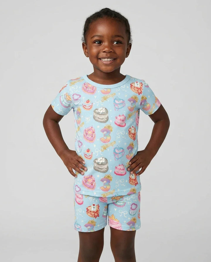 Custom Princess Baby Birthday Bamboo Two Piece Short Sleeve Pajama Set
