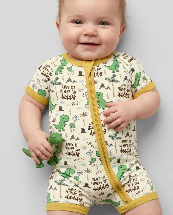 First Father's Day Daddysaurus Bamboo Shorty Zippy