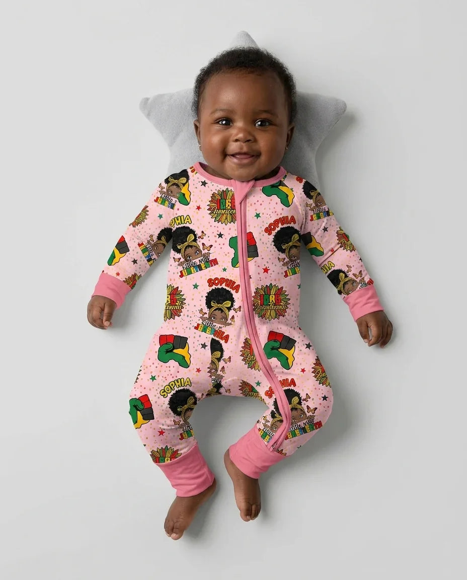 Custom Name Little Miss Juneteenth Bamboo Convertible Zippy