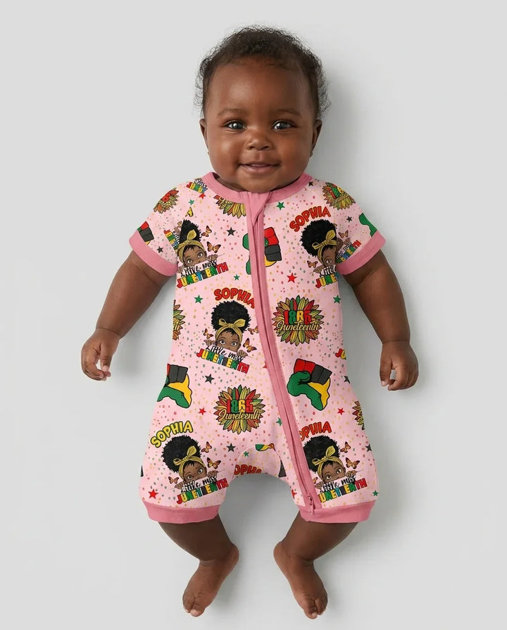 Custom Name Little Miss Juneteenth Bamboo Shorty Zippy