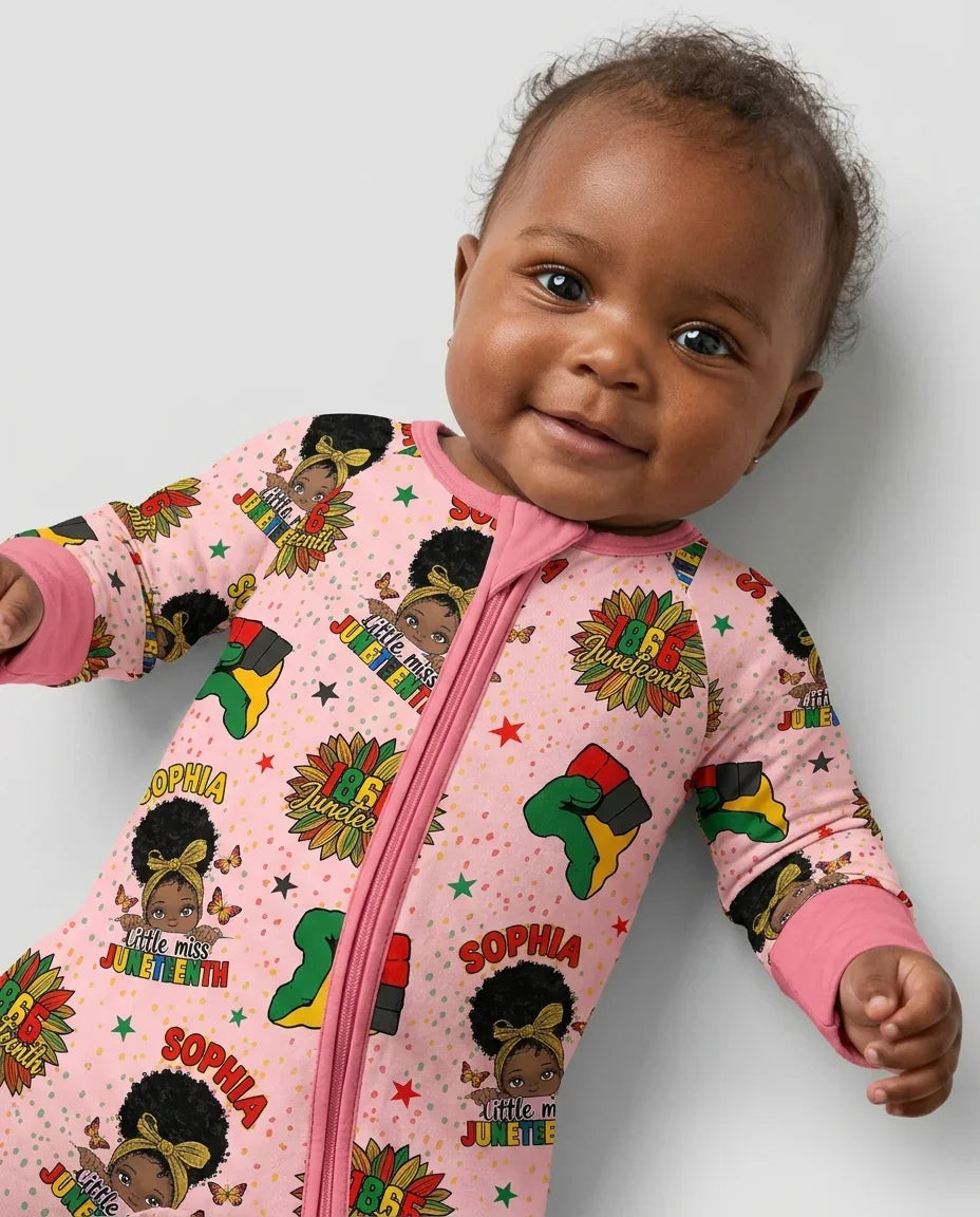 Custom Name Little Miss Juneteenth Bamboo Convertible Zippy