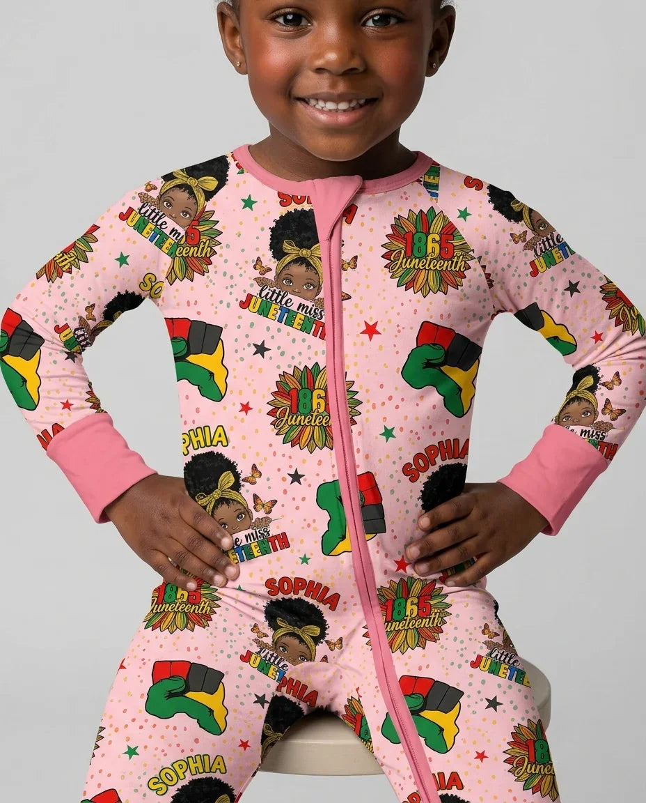 Custom Name Little Miss Juneteenth Bamboo Convertible Zippy