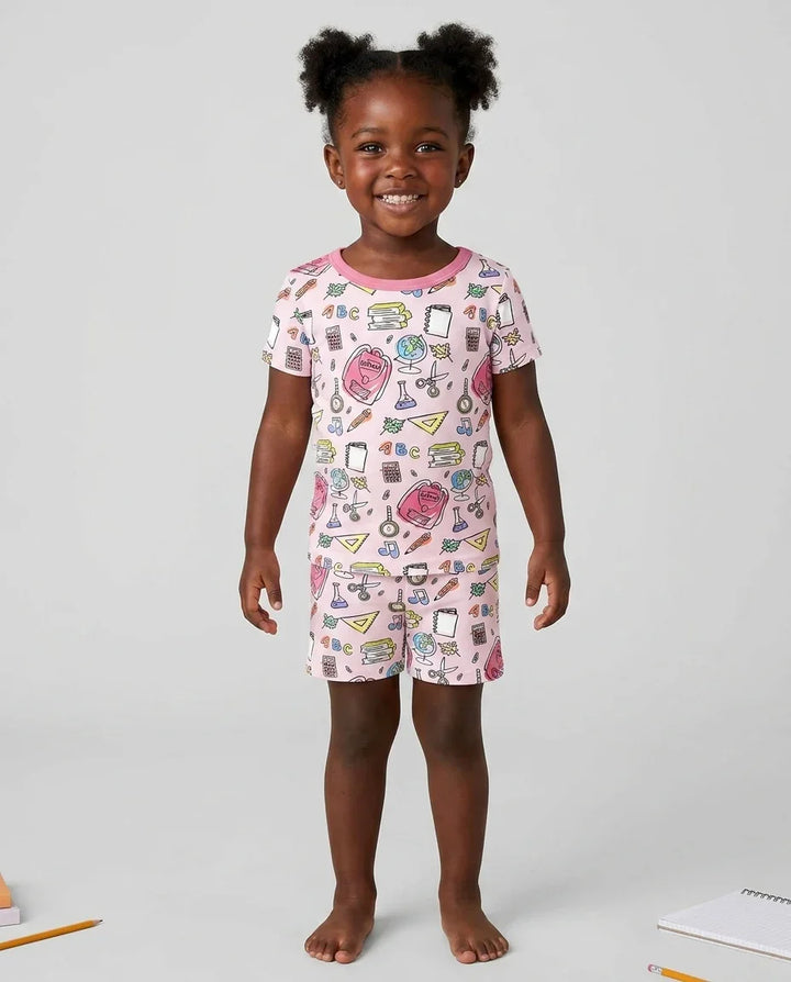 Doodle School Days Bamboo Two Piece Short Sleeve Shorts Pajama Set