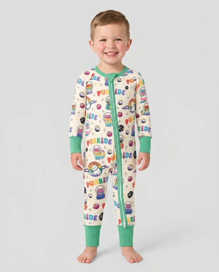 Rainbow Space Cats Family Matching Bamboo Convertible Zippy