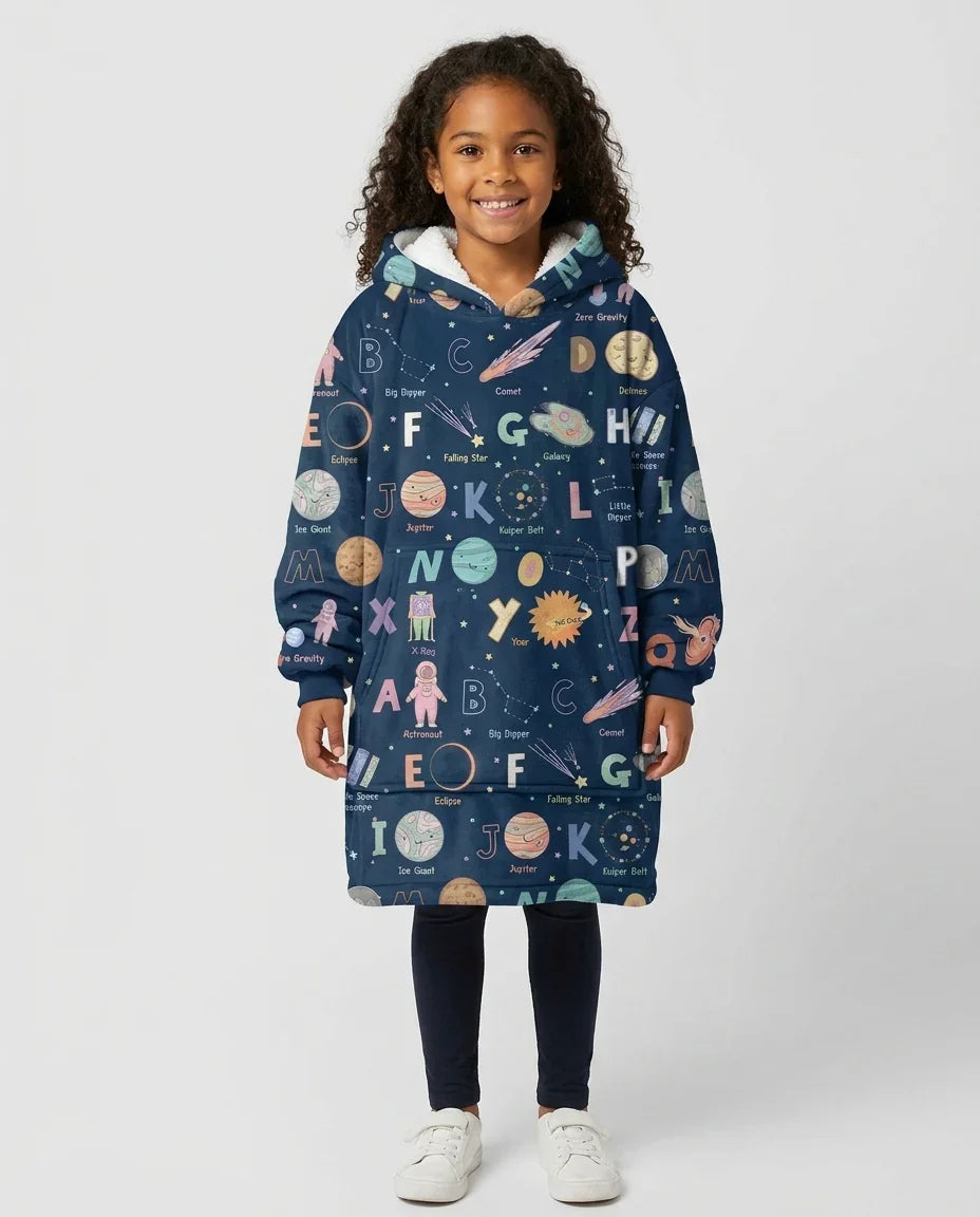 Space Alphabet Bamboo Blanket Hoodie