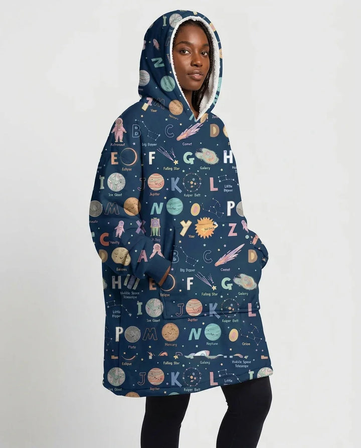 Space Alphabet Bamboo Blanket Hoodie