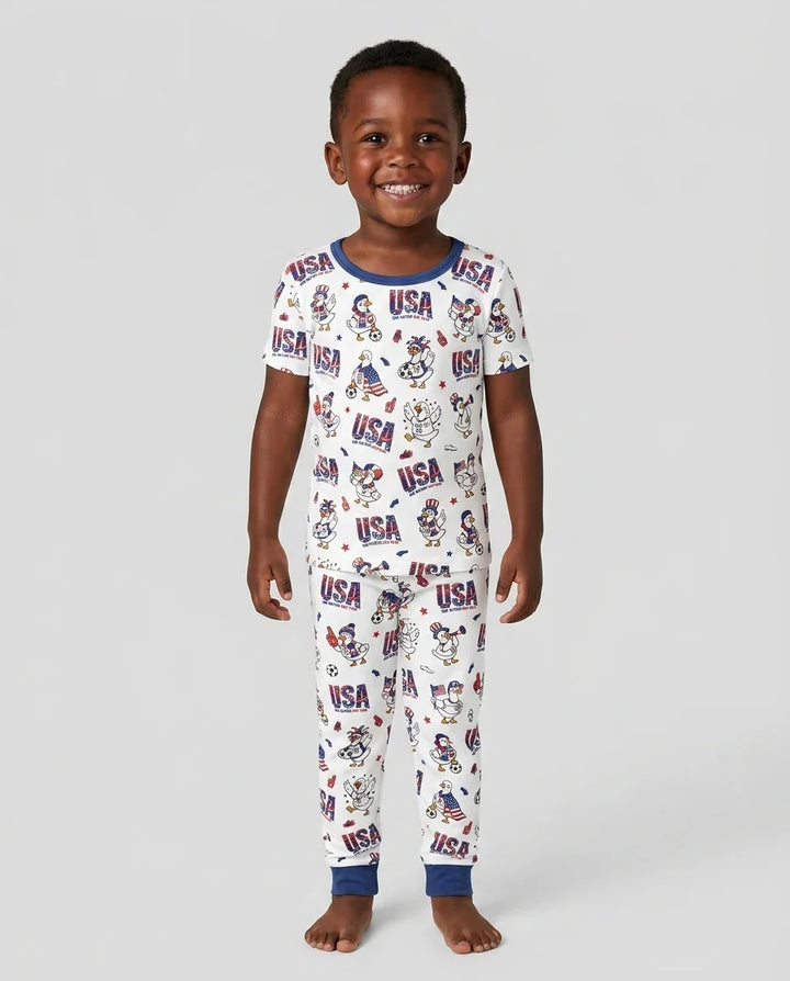One Nation One Team Bamboo Two Piece Short Sleeve Pajama Set