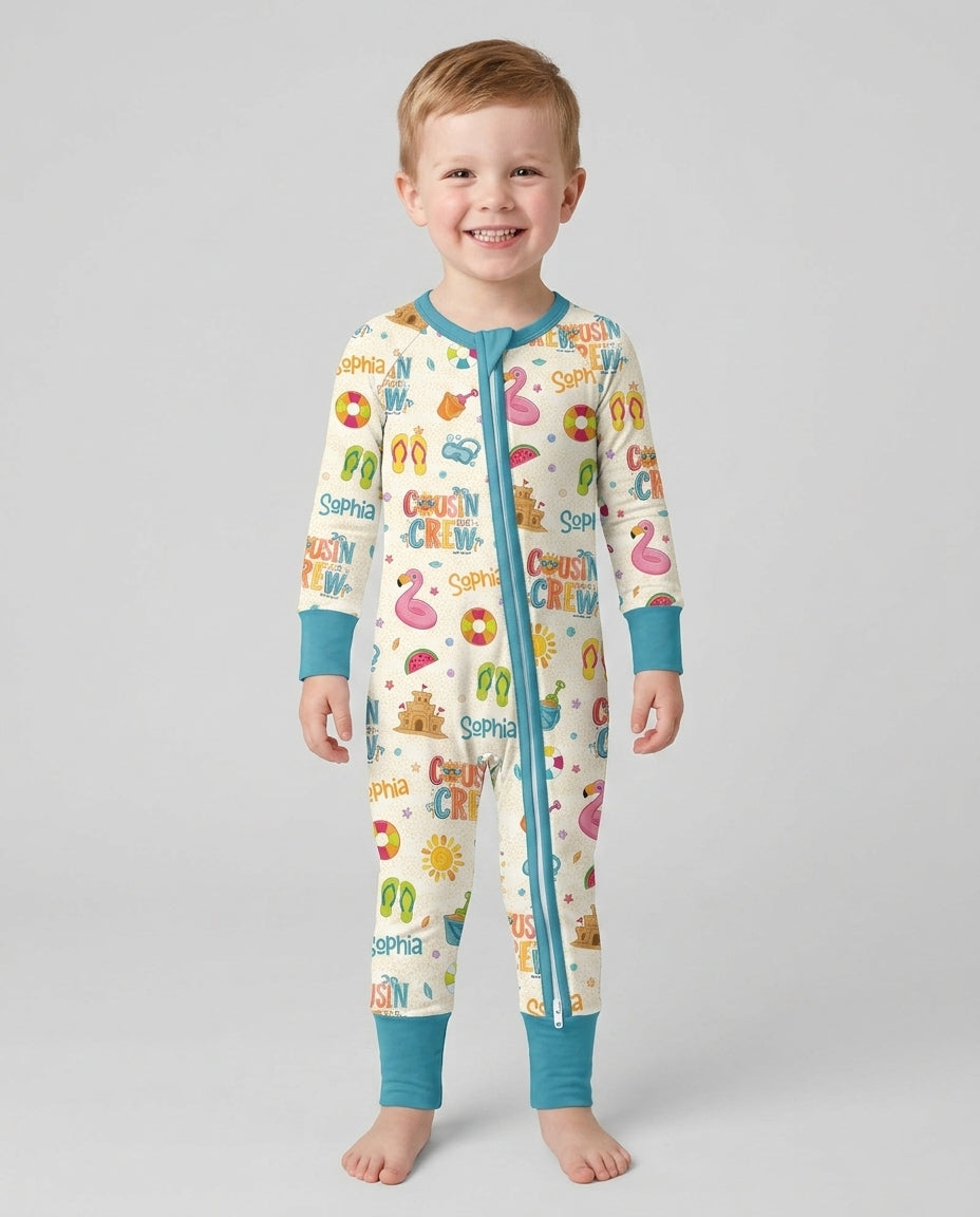 Custom Name Summer 2026 Cousin Crew Bamboo Convertible Zippy