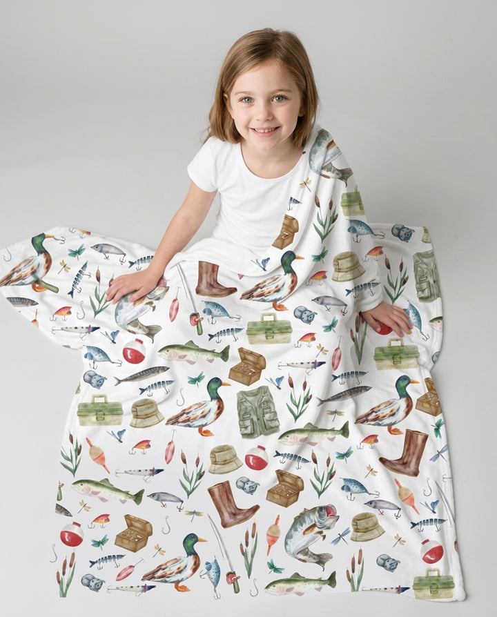 Daddy's Fishing Buddy Daddy& Me Matching Bamboo Blanket