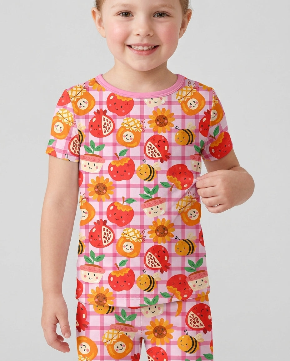 Sweet New Year Bamboo Two Piece Short Sleeve Shorts Pajama Set