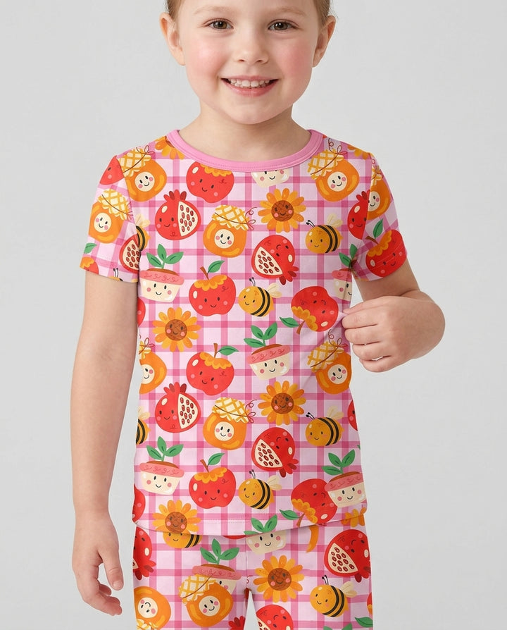 Sweet New Year Bamboo Two Piece Short Sleeve Shorts Pajama Set