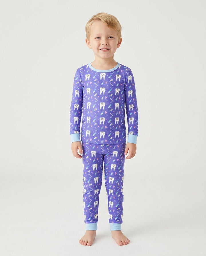 Brushing Teeth Bamboo Two-Piece Short Sleeve Pyjamas Set