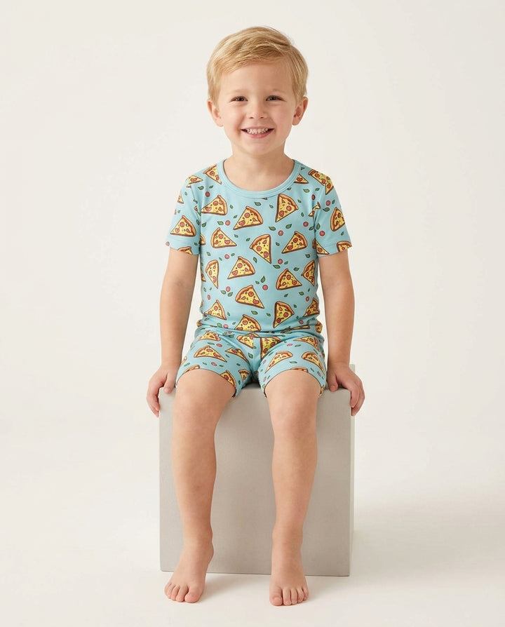 Pizza Doodle Bamboo Two-Piece Short Sleeve Shorts Pyjamas Set