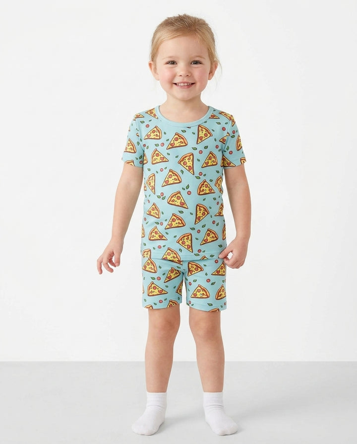 Pizza Doodle Bamboo Two-Piece Short Sleeve Shorts Pyjamas Set