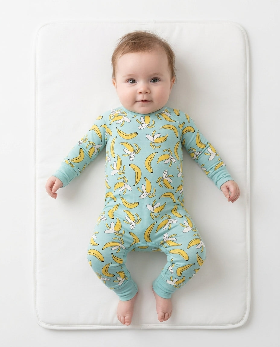 Bananas Bamboo Crescent Zippered Romper