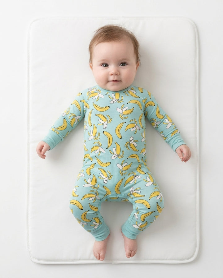 Bananas Bamboo Crescent Zippered Romper